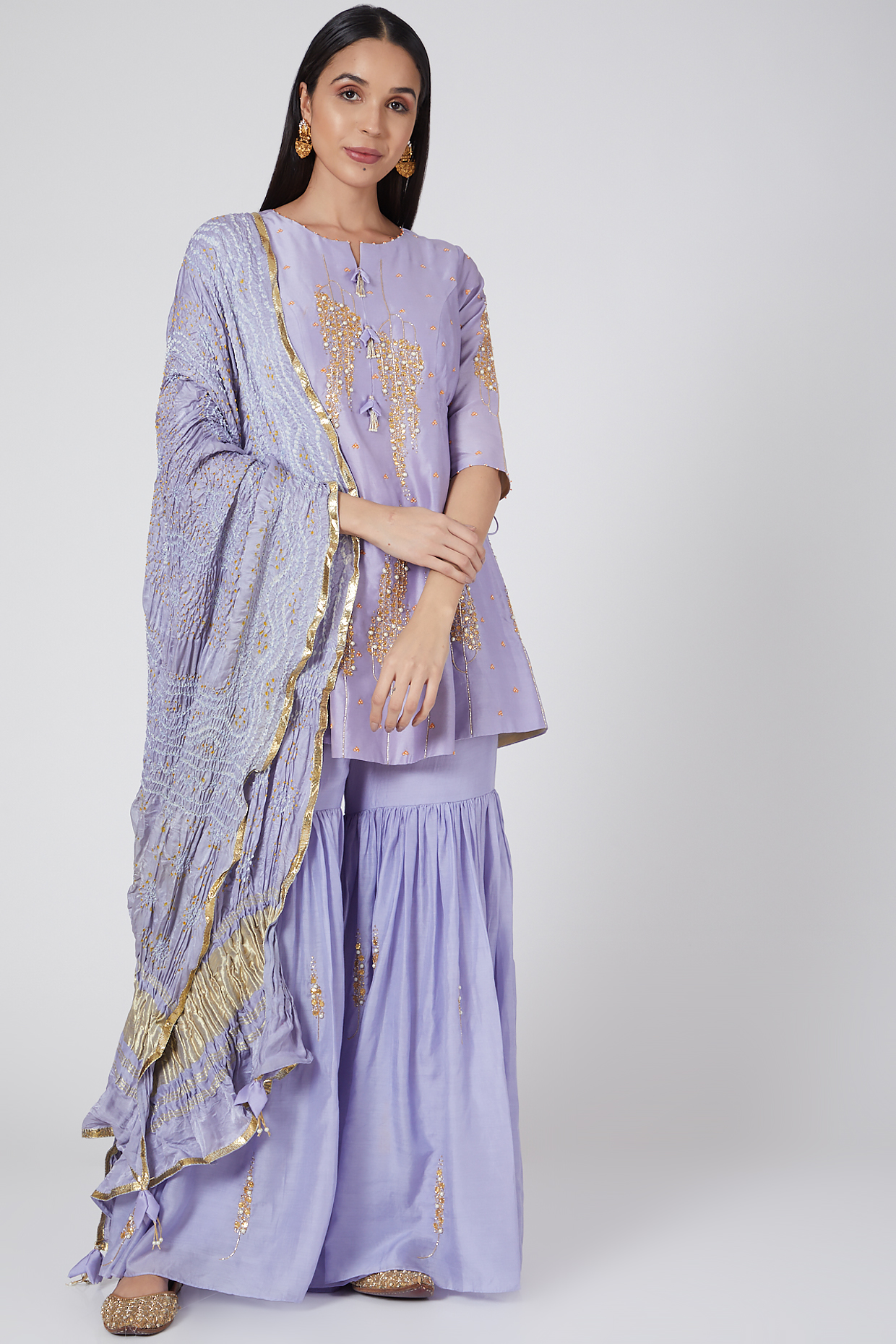 Mauve Embroidered Sharara Set by SOZENKARI at Pernia's Pop Up Shop