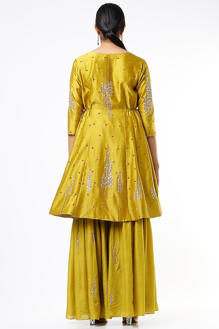 Yellow Embroidered Wedding Sharara Set by Sozenkari at Pernia's Pop Up Shop