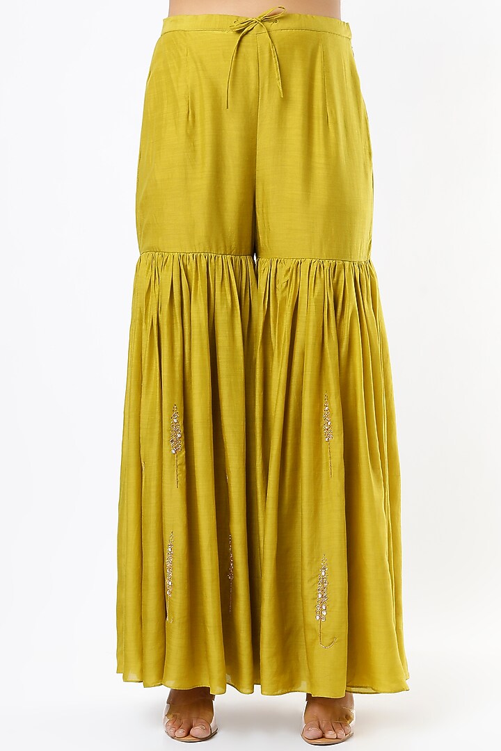 Yellow Embroidered Wedding Sharara Set by Sozenkari at Pernia's Pop Up Shop