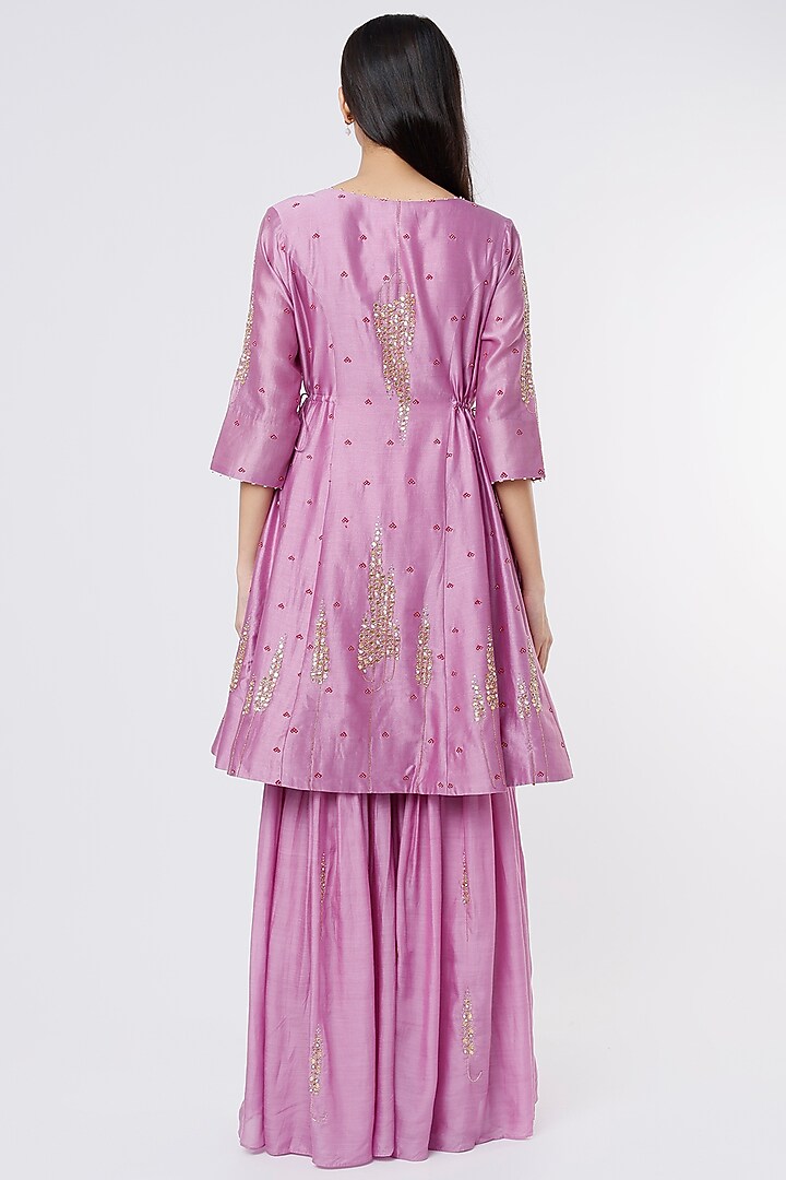 Mauve Silk Chanderi Wedding Sharara Set by SOZENKARI at Pernia's Pop Up Shop
