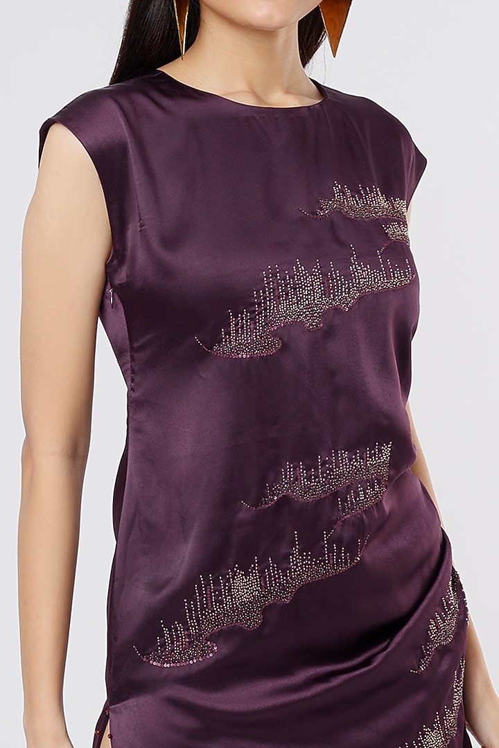Purple Embroidered Mini Vacation Dress by SOZENKARI at Pernia's Pop Up Shop