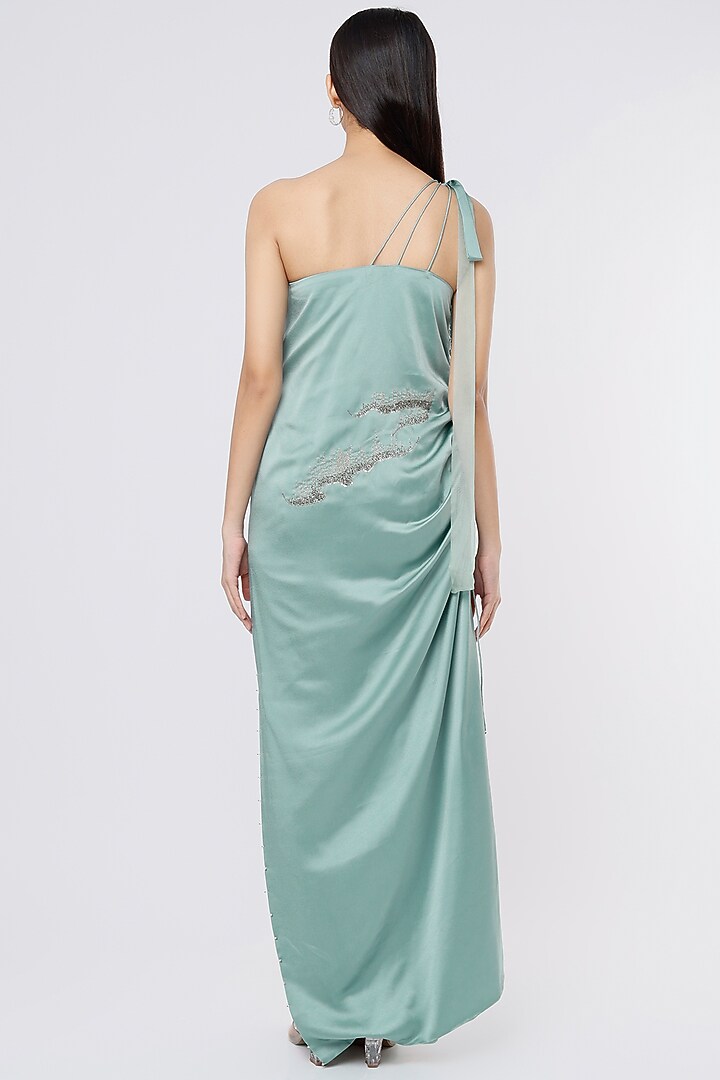 Mint Green Italian Satin Cocktail Dress by SOZENKARI at Pernia's Pop Up Shop