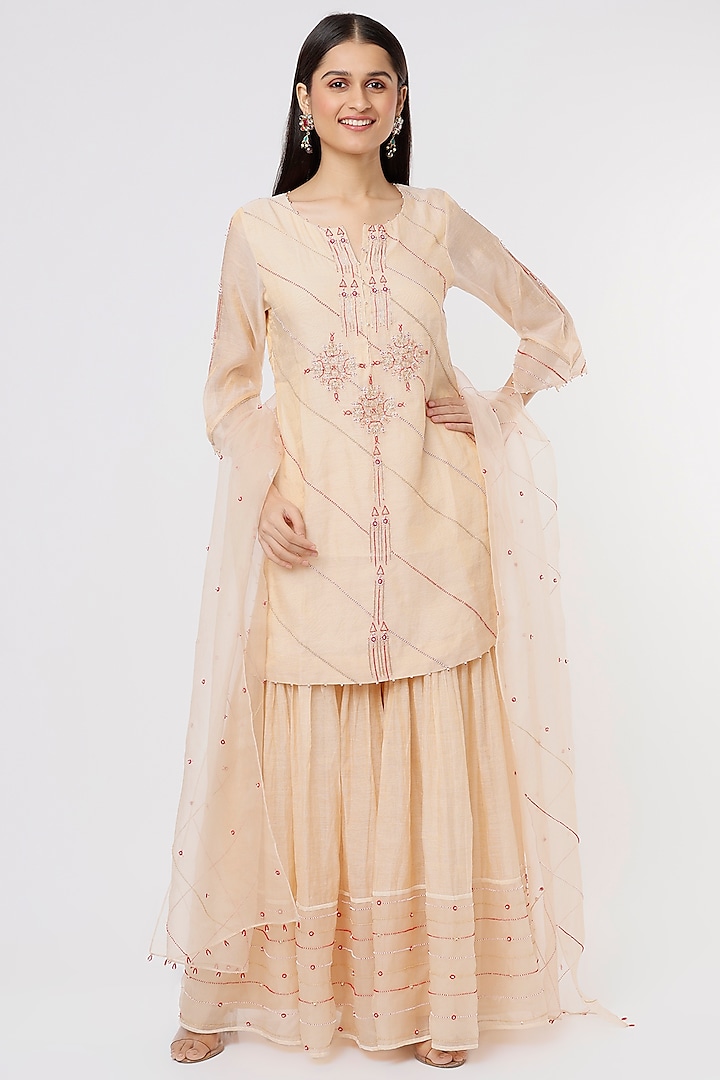 Off-White Chanderi Tissue Sharara Set by SOZENKARI