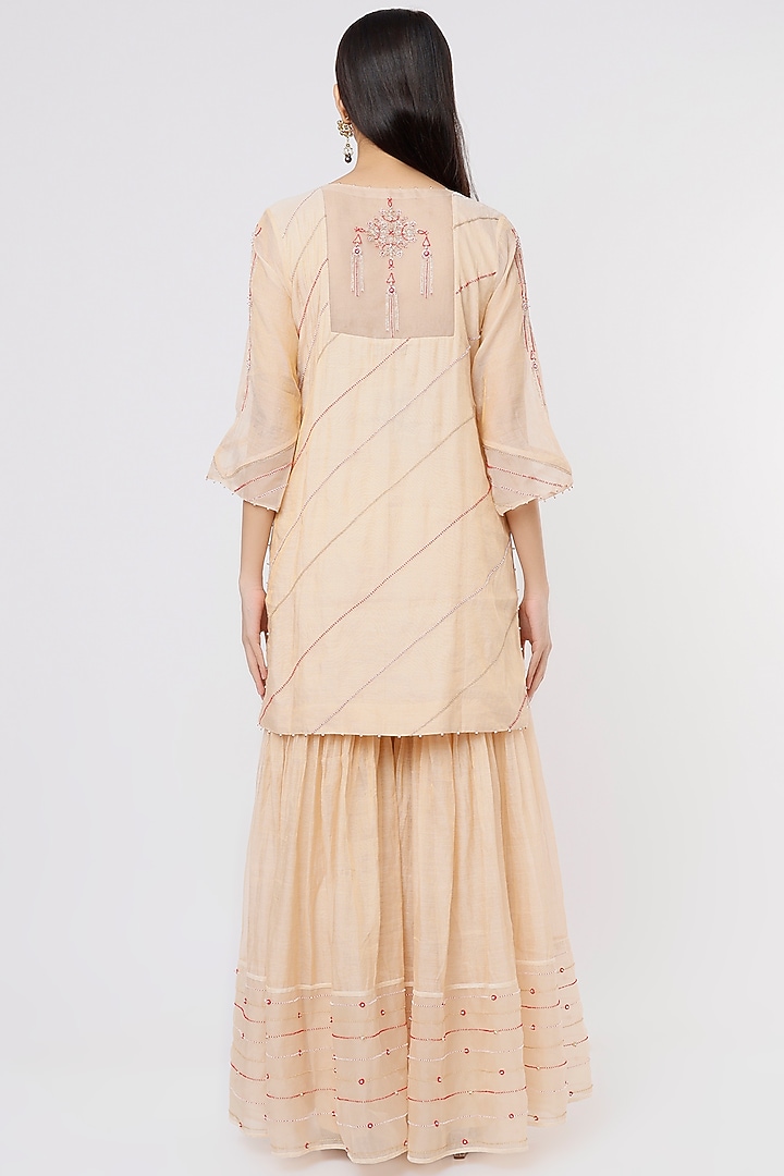 Off-White Chanderi Tissue Wedding Sharara Set by SOZENKARI at Pernia's Pop Up Shop