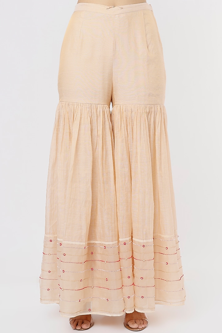 Off-White Chanderi Tissue Wedding Sharara Set by SOZENKARI at Pernia's Pop Up Shop