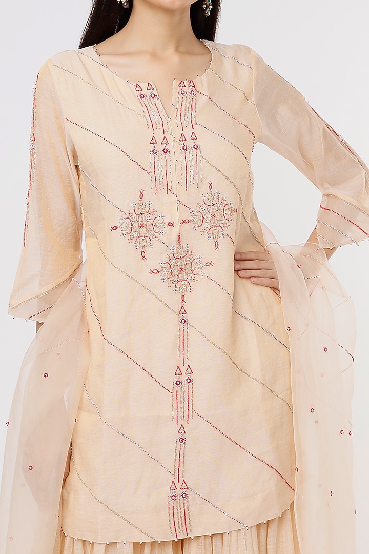 Off-White Chanderi Tissue Wedding Sharara Set by SOZENKARI at Pernia's Pop Up Shop