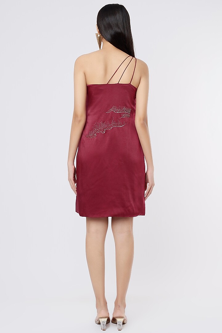 Wine Italian Satin Mini Vacation Dress by SOZENKARI at Pernia's Pop Up Shop