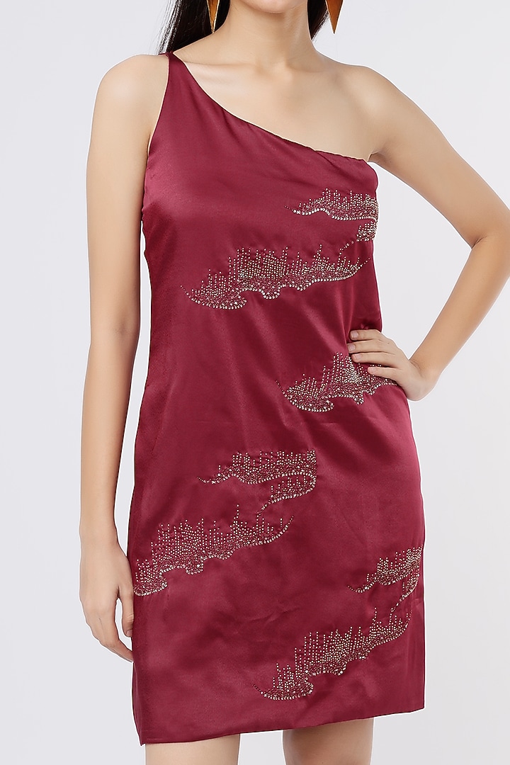 Wine Italian Satin Mini Vacation Dress by SOZENKARI at Pernia's Pop Up Shop
