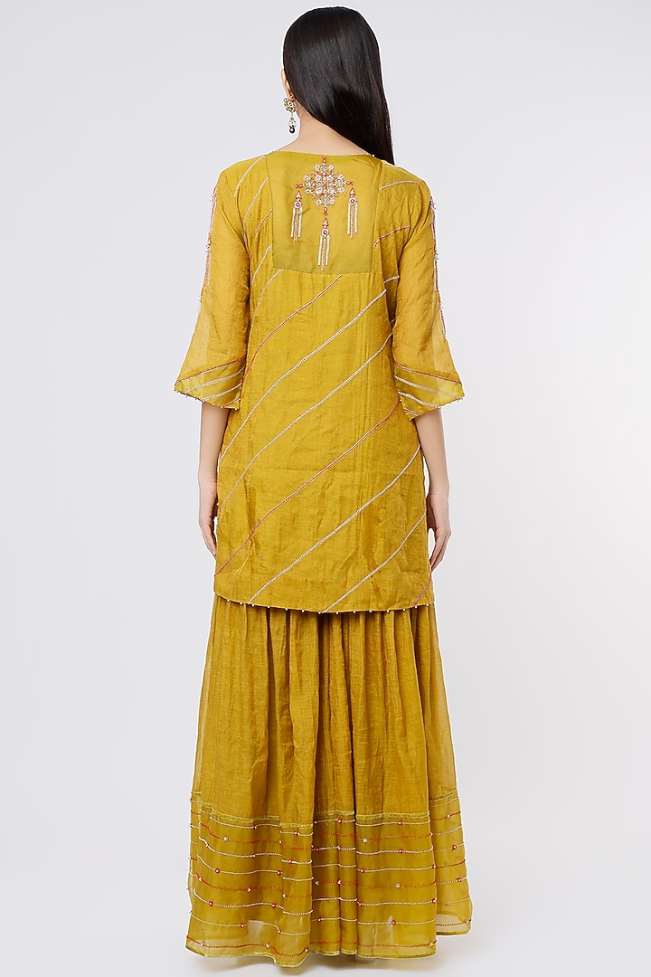 Moss Green Chanderi Tissue Wedding Sharara Set by SOZENKARI at Pernia's Pop Up Shop