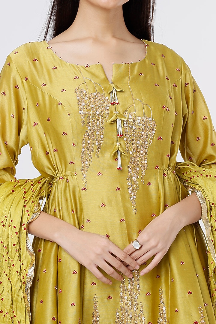 Light Green Silk Chanderi Wedding Sharara Set by SOZENKARI at Pernia's Pop Up Shop
