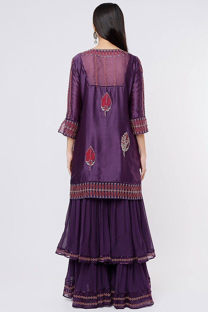 Violet Silk Chanderi Wedding Sharara Set by SOZENKARI at Pernia's Pop Up Shop