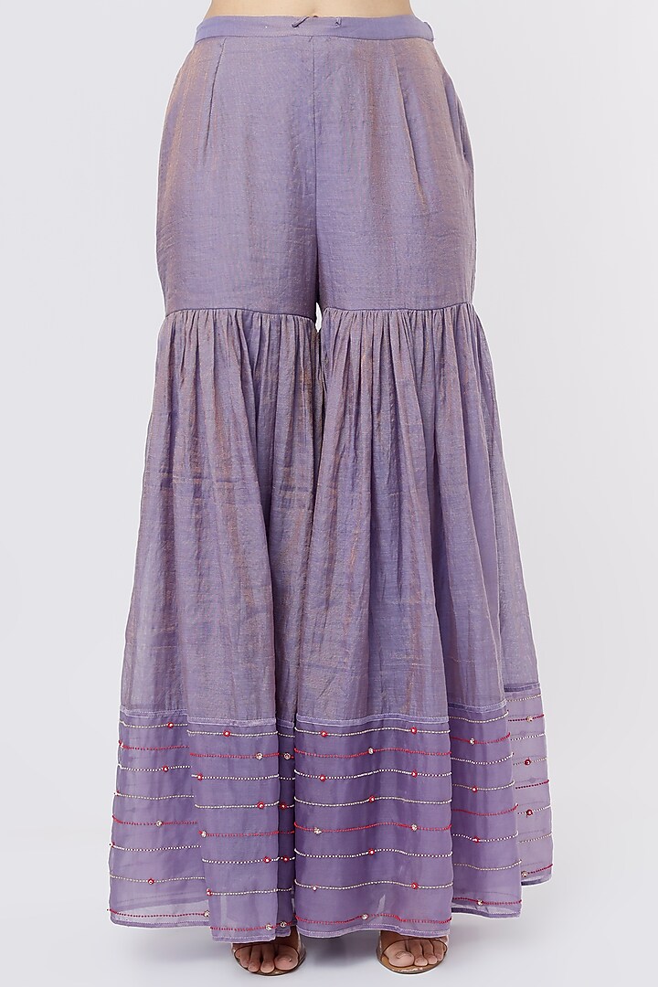 Lilac Chanderi Tissue Wedding Sharara Set by SOZENKARI at Pernia's Pop Up Shop