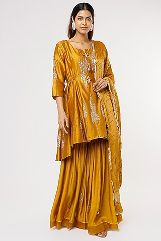 Mehendi Green Embroidered Anarkali Set by Sozenkari