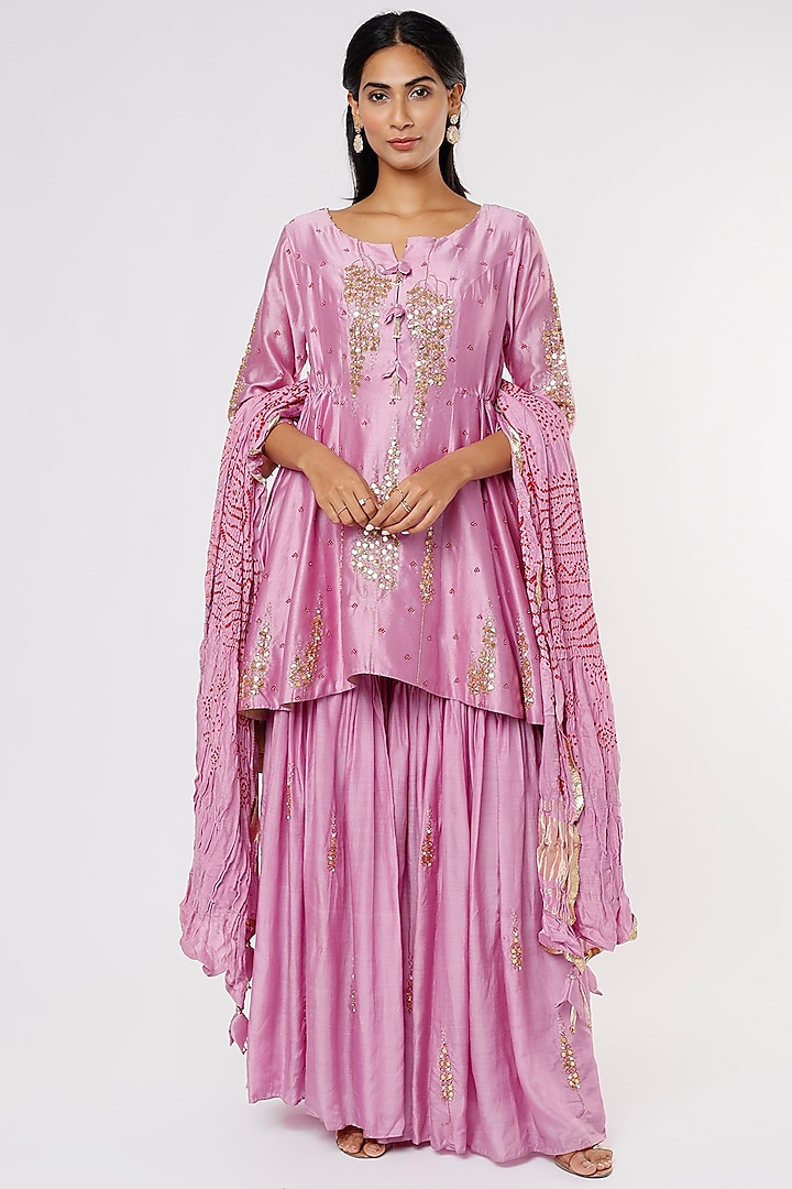 Mauve Embroidered Anarkali Set by Sozenkari at Pernia's Pop Up Shop