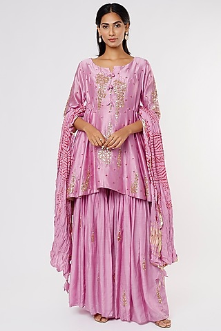 Mauve Embroidered Anarkali Set by Sozenkari