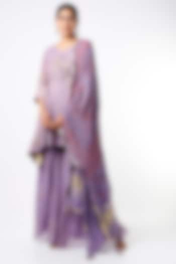 Lilac Pure Silk Chanderi Tissue Sharara Set by SOZENKARI
