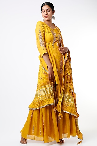 mastani dress designer Mastani |Designer Bridal Sharara DressRust Embroidered Sharara Outfit   Huma Bajwa Couture