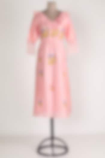 Pink Embroidered Maxi Dress by Sozenkari