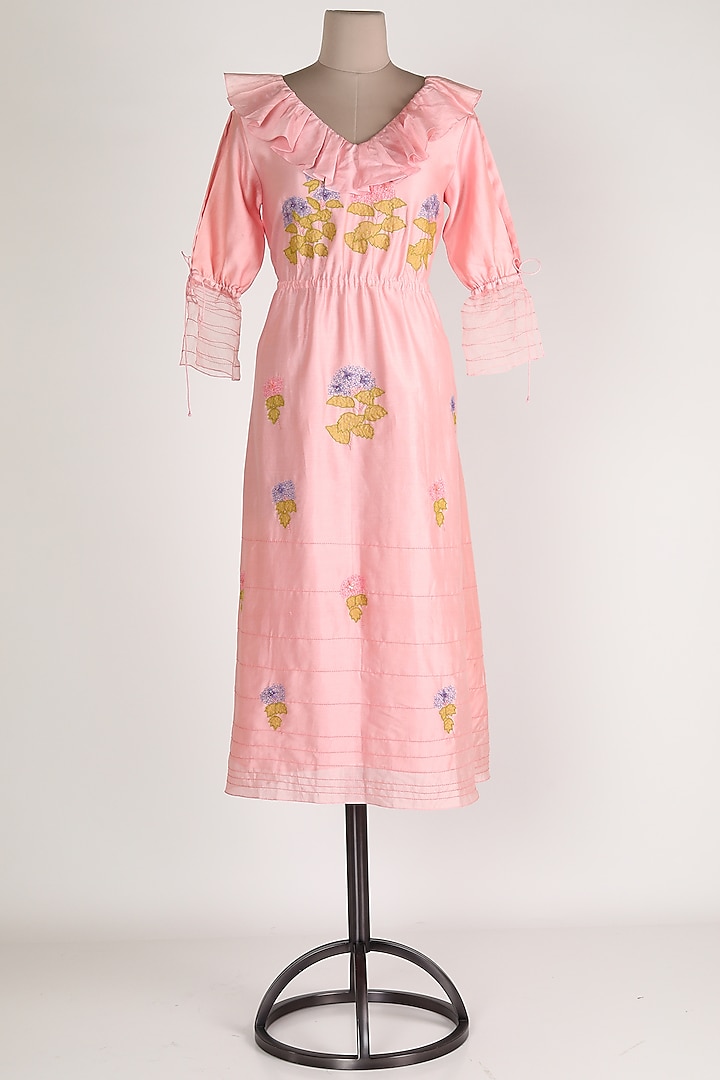 Pink Embroidered Maxi Dress by Sozenkari