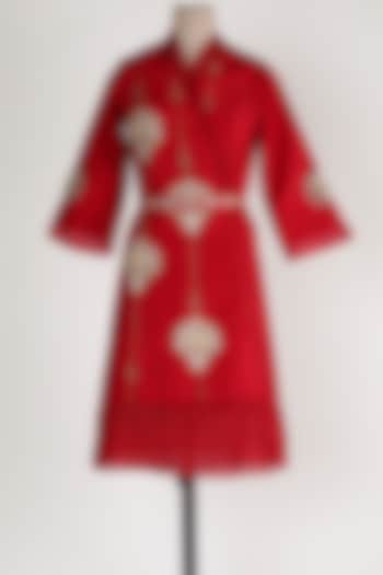 Maroon Embroidered Dress by Sozenkari