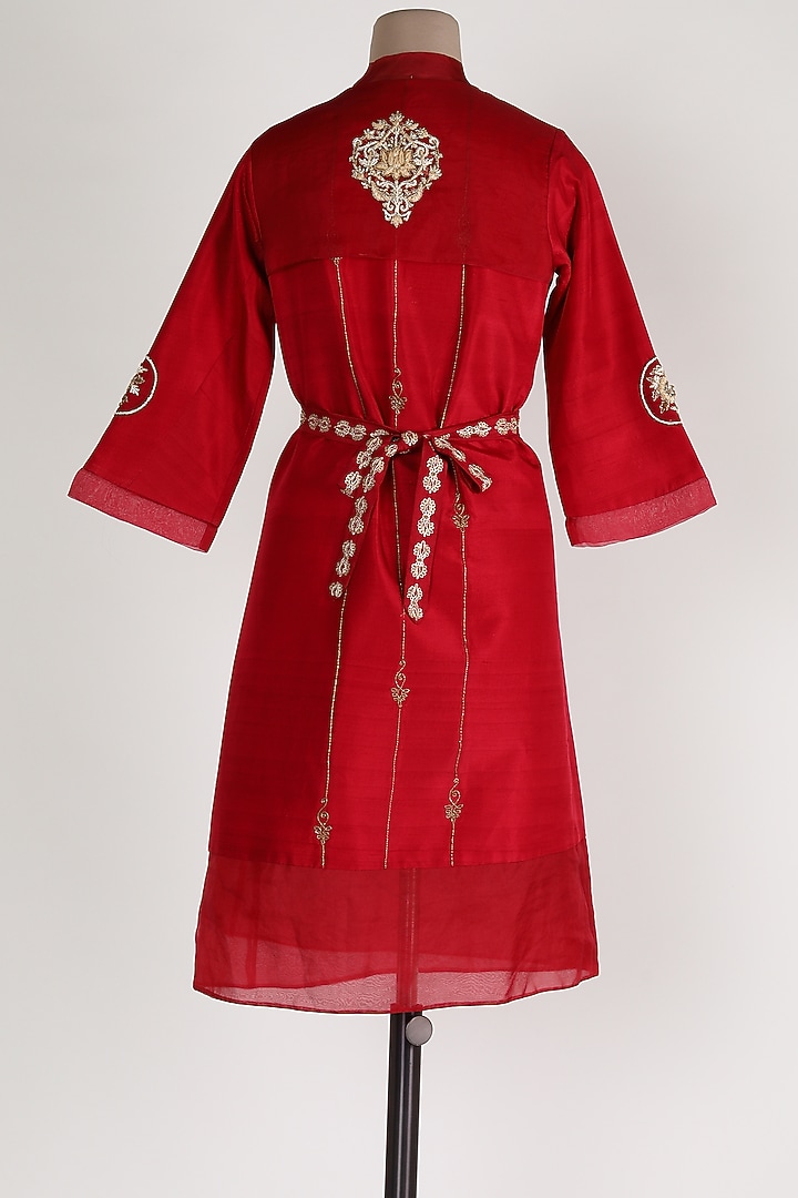 Maroon Embroidered Vacation Dress by Sozenkari at Pernia's Pop Up Shop