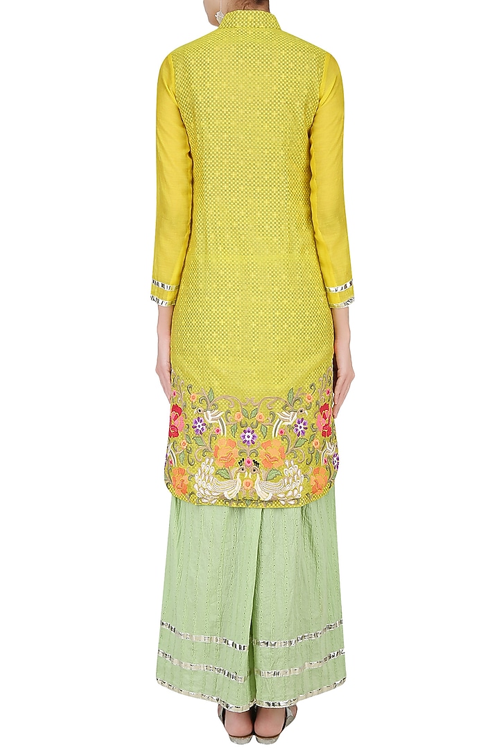 Yellow floral embroidered tunic with palazzo pants available only at Pernia's Pop Up Shop.