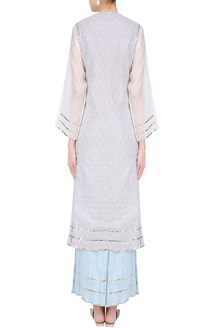 Off white floral embroidered tunic with palazzo pants available only at Pernia's Pop Up Shop.