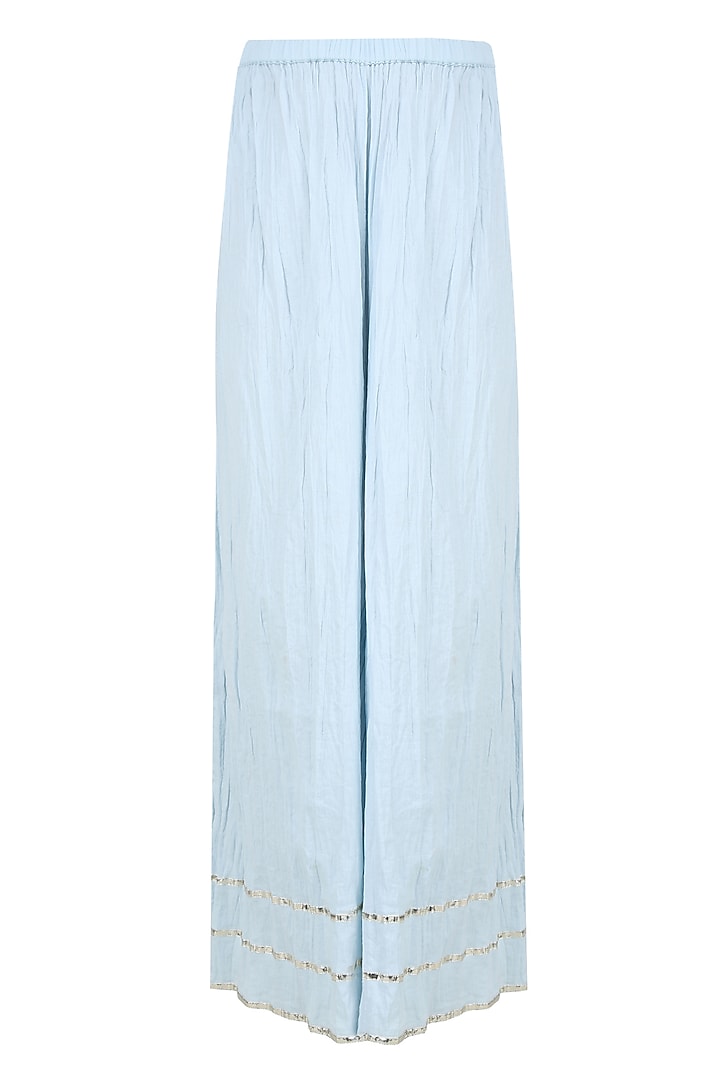 Off white floral embroidered tunic with palazzo pants available only at Pernia's Pop Up Shop.
