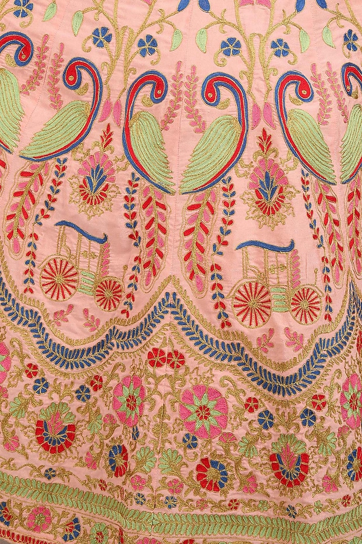 Pink floral jaal embroidered lehenga set available only at Pernia's Pop Up Shop.
