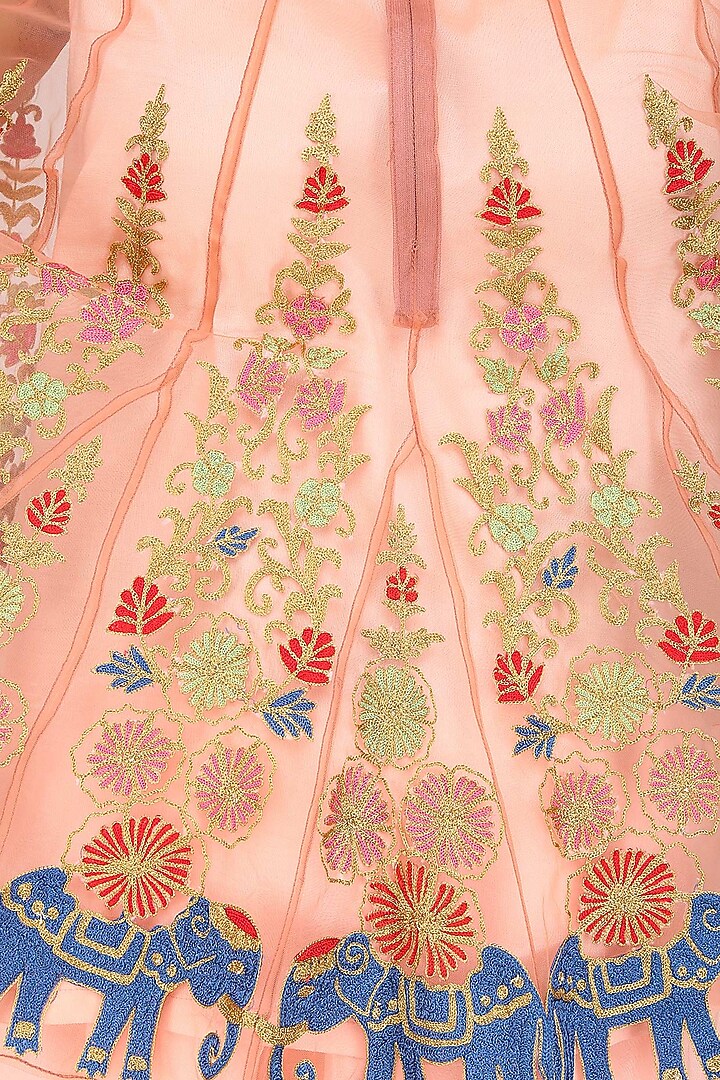 Pink floral embroidered cape with camisole and dhoti pants available only at Pernia's Pop Up Shop.