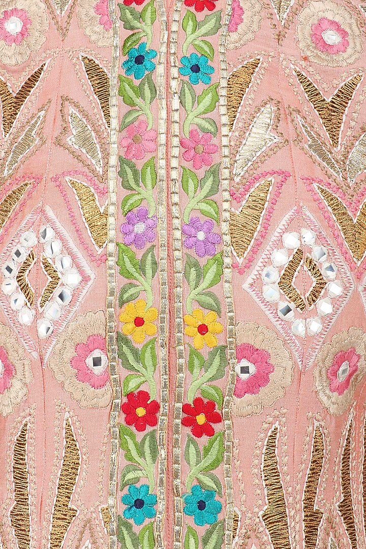 Pink embroidered jacket and lehenga skirt set available only at Pernia's Pop Up Shop.