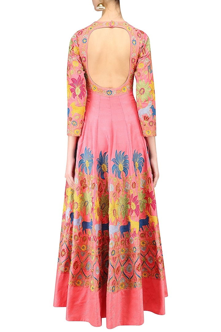 Pink embroidered anarkali with dupatta available only at Pernia's Pop Up Shop.