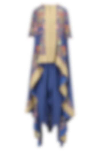 Blue aari work kaftan with dhoti pants available only at Pernia's Pop Up Shop.