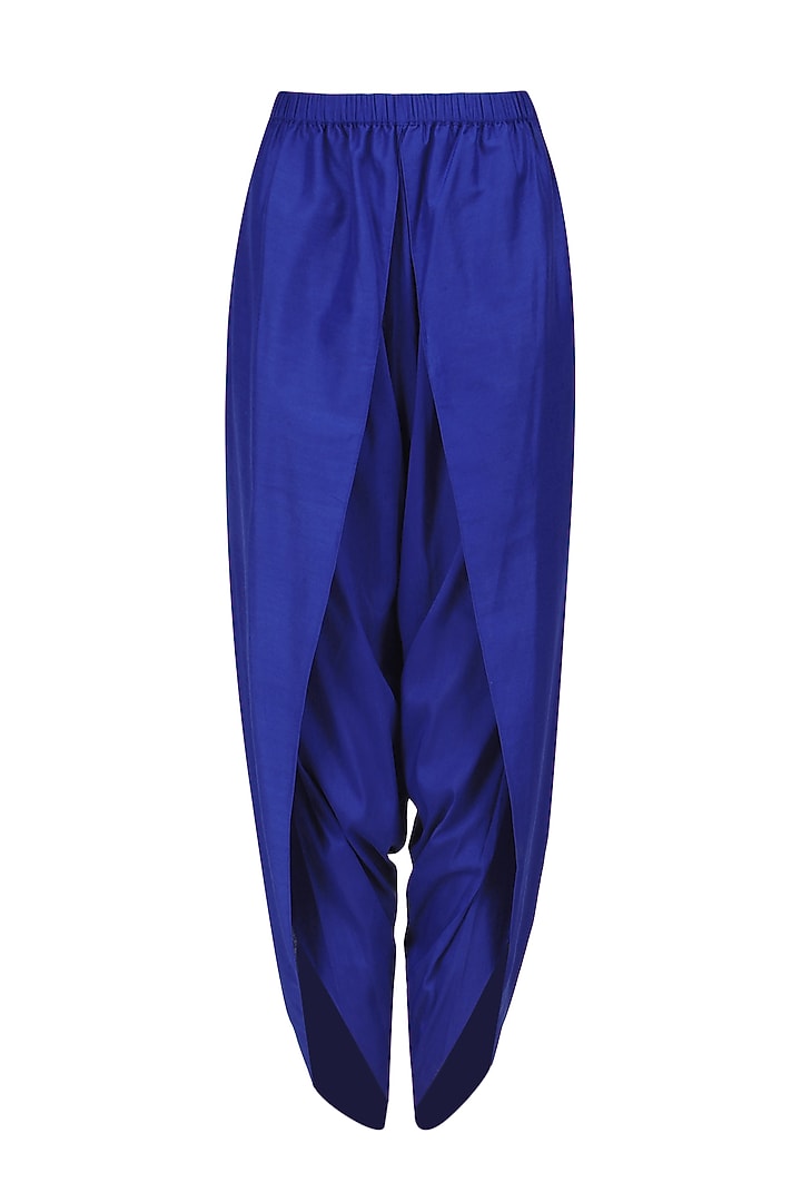 Royal blue thread embroidered jacket kurta with matching dhothi pants available only at Pernia's Pop Up Shop.