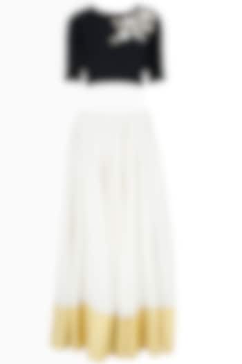 Black and off white dabka embroidered lehenga set available only at Pernia's Pop-Up Shop.