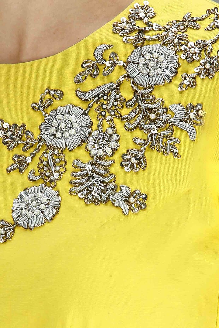 Yellow dabka embroidered lehenga set available only at Pernia's Pop-Up Shop.