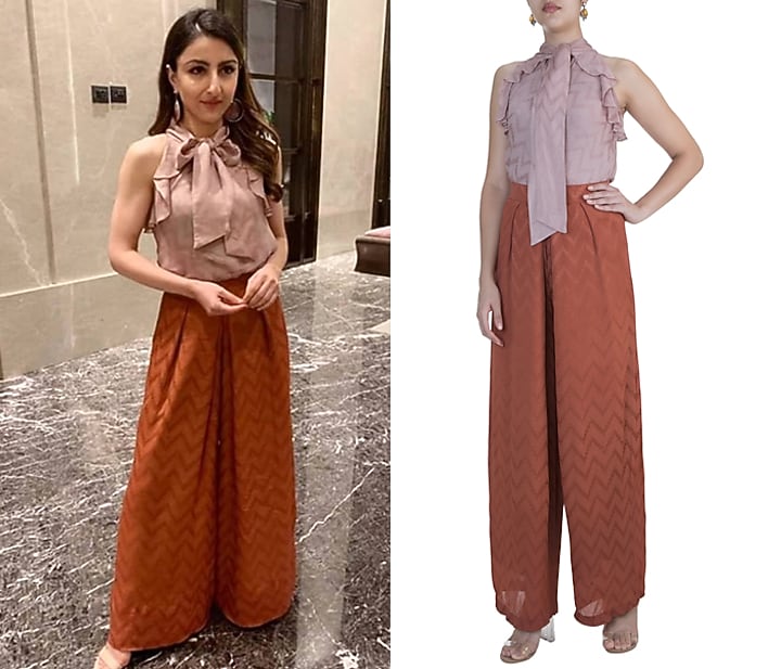 Rust Chevron Flared Pants by Ohaila Khan at Pernia's Pop Up Shop