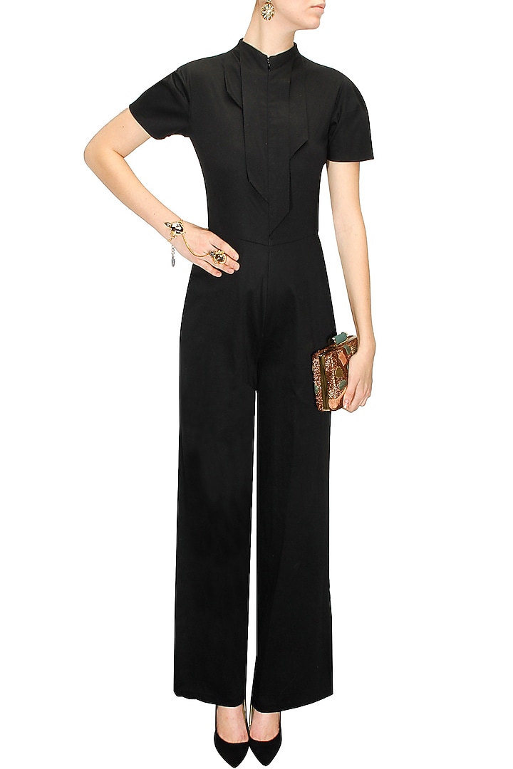 Black front zipper detailing jumpsuit available only at Pernia's Pop-Up Shop.