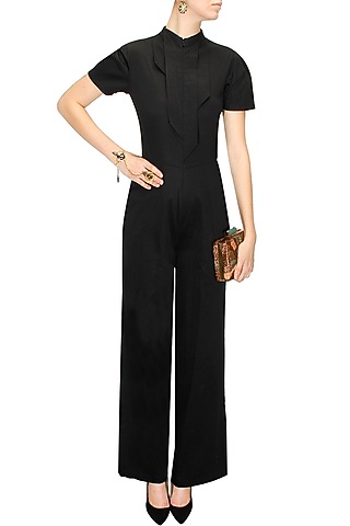 Shivan and Narresh- Black front zipper detailing jumpsuit by Sonam Kapoor's Wardrobe