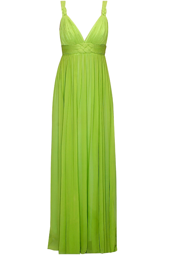 Lime green pleated gown available only at Pernia's Pop-Up Shop.