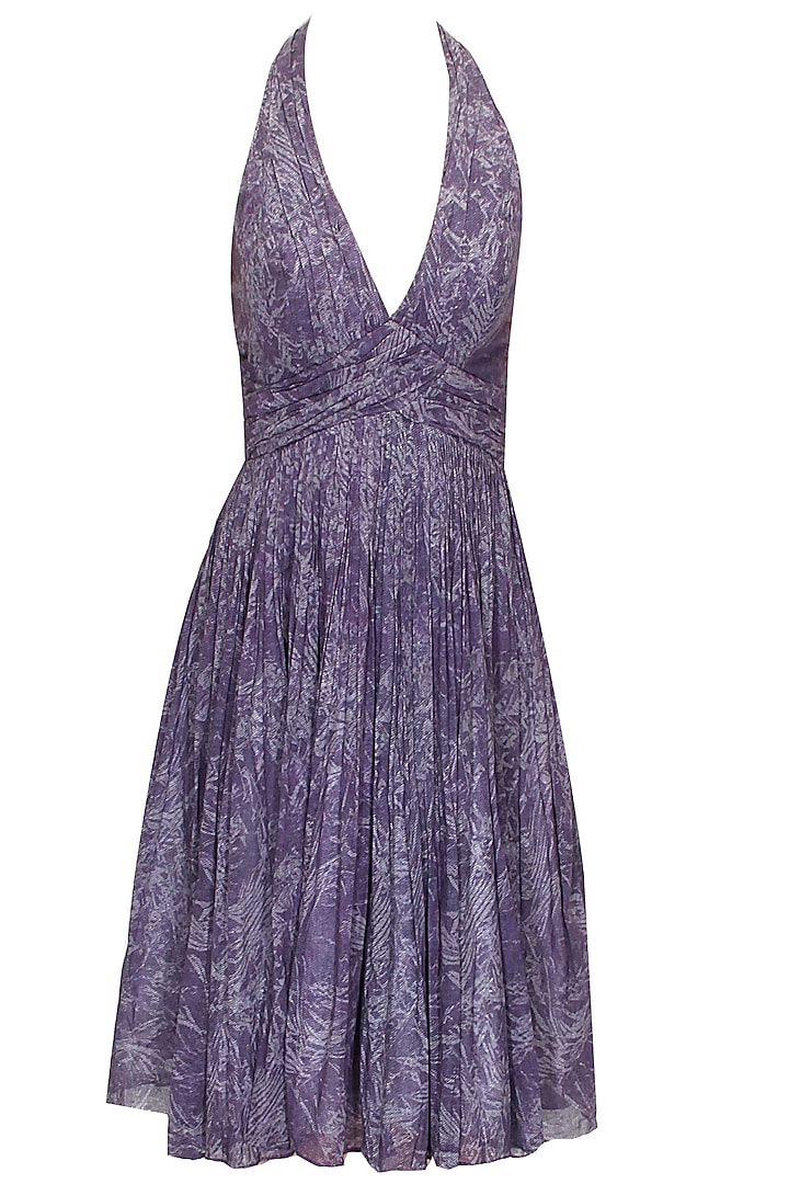 Purple and grey woven halter neck dress available only at Pernia's Pop-Up Shop.