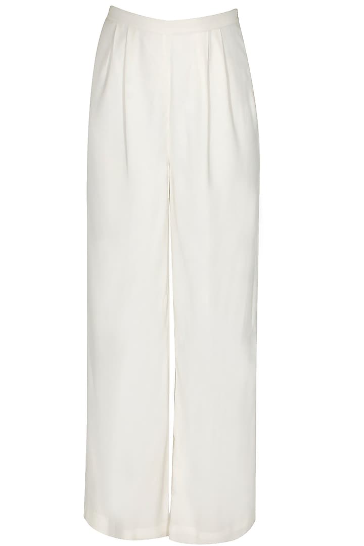 Off white pearl embellished tunic and palazzos available only at Pernia's Pop-Up Shop.