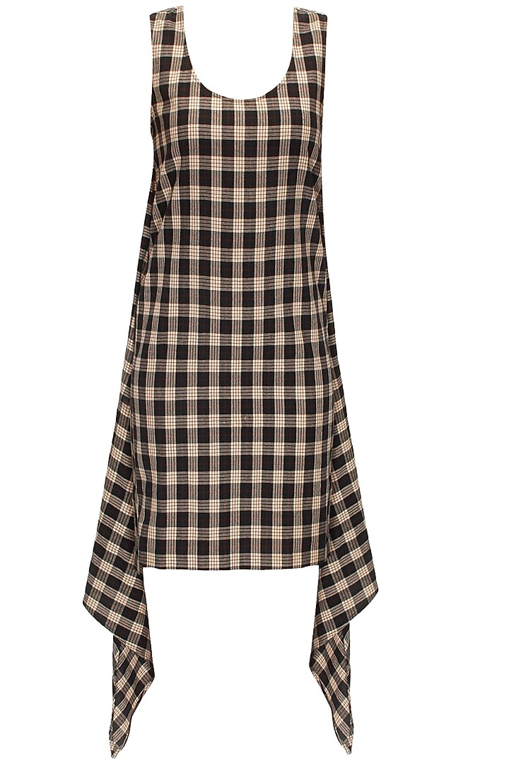 Checkered woven panelled dress available only at Pernia's Pop-Up Shop.