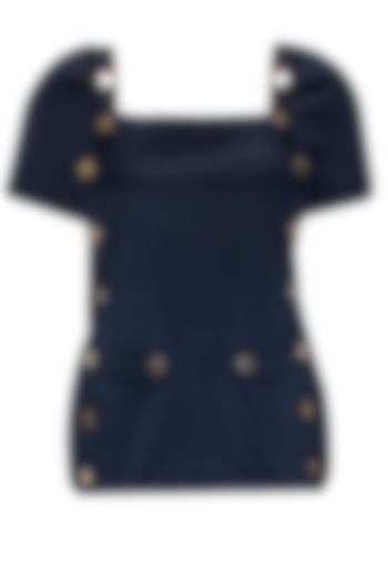 Navy blue button detailed top available only at Pernia's Pop-Up Shop.