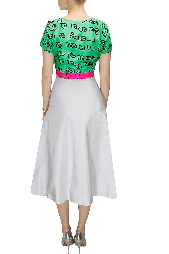 Green tamil print crop top available only at Pernia's Pop-Up Shop.
