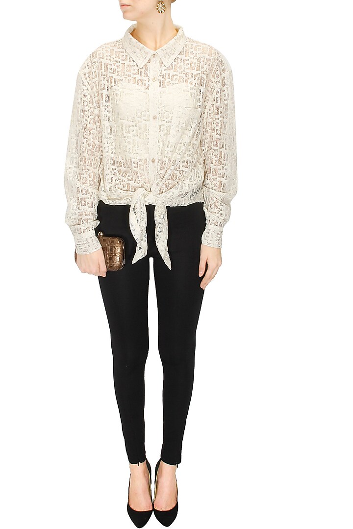 Off white knot lace top available only at Pernia's Pop-Up Shop.