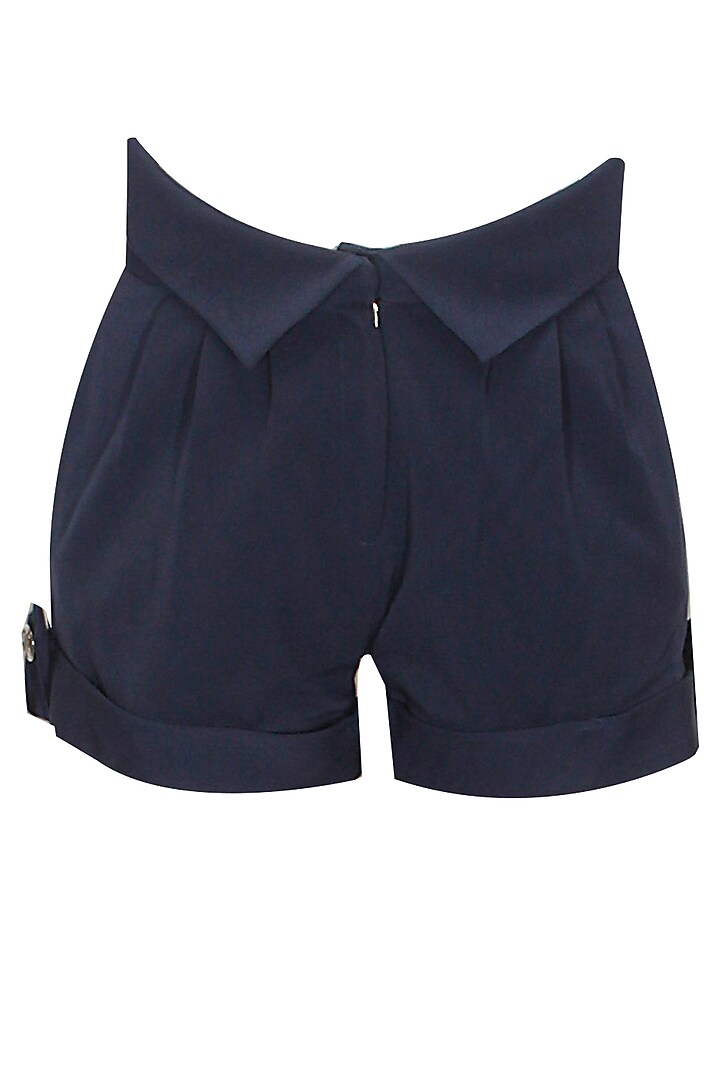 Mapxencars by ridhi and sidhi- Navy blue blazer with navy blue pleated shorts available only at Pernia's Pop-Up Shop.