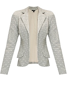 Topshop- Grey and white polka dots blazer available only at Pernia's ...
