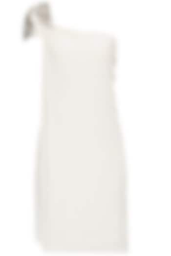 Monisha Jai Singh- Ivory overlapped one shoulder dress available only at Pernia's Pop-Up Shop.