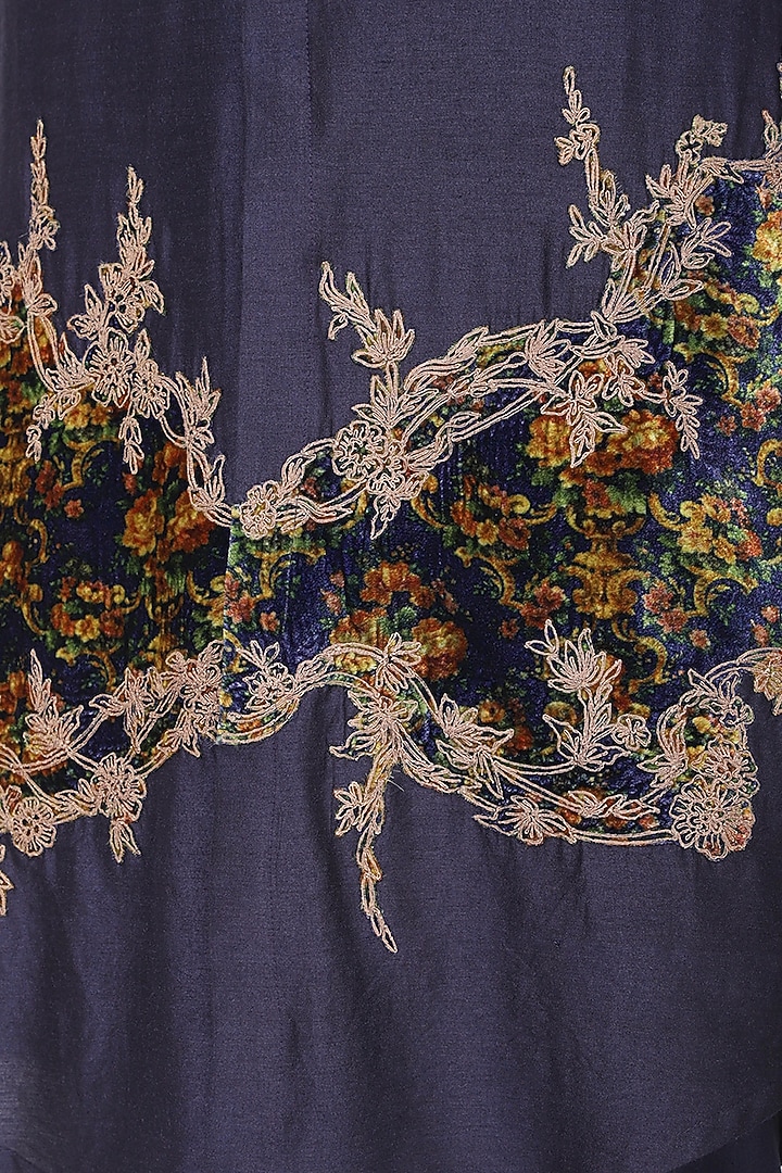 Blue printed embroidered kurta with churidar pants available only at Pernia's Pop Up Shop.